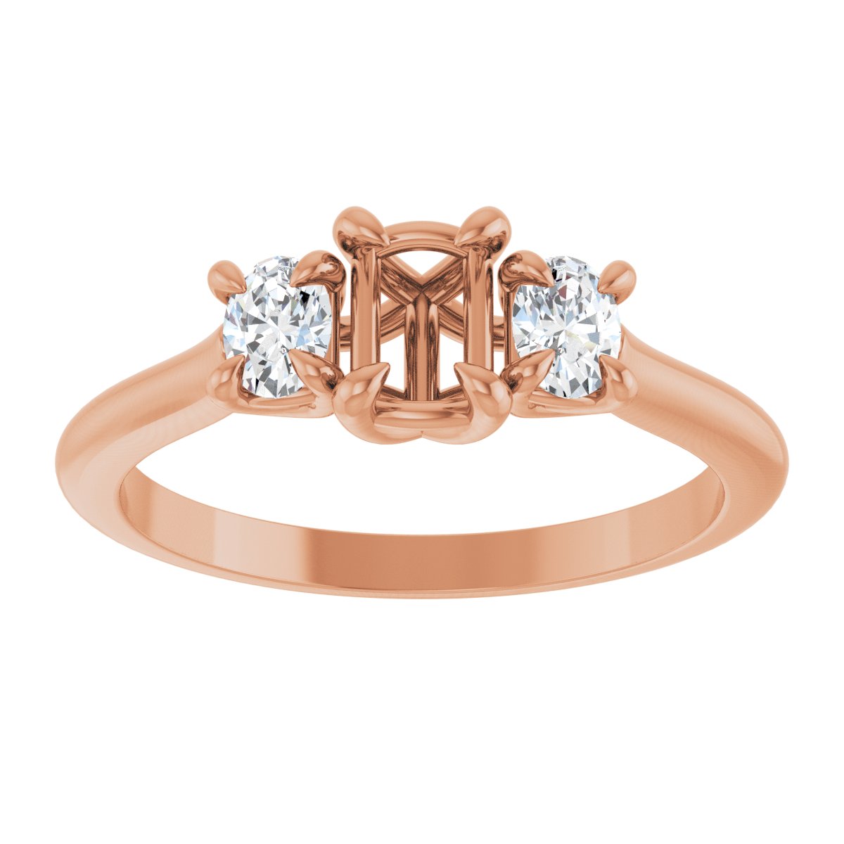 Oval Three-Stone Engagement Ring Semi-Mount - gallery - Series 123901