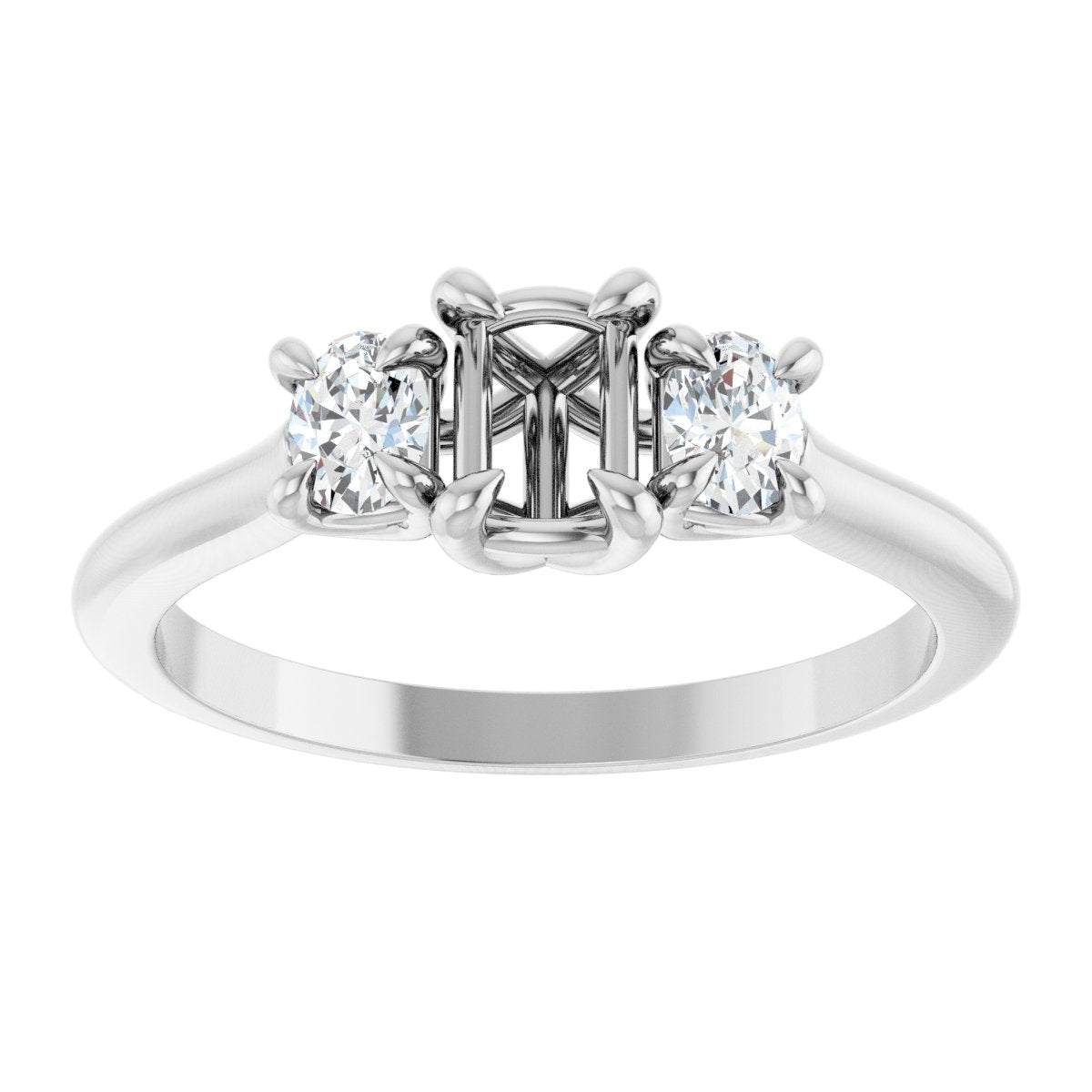 Oval Three-Stone Engagement Ring Semi-Mount - gallery - Series 123901