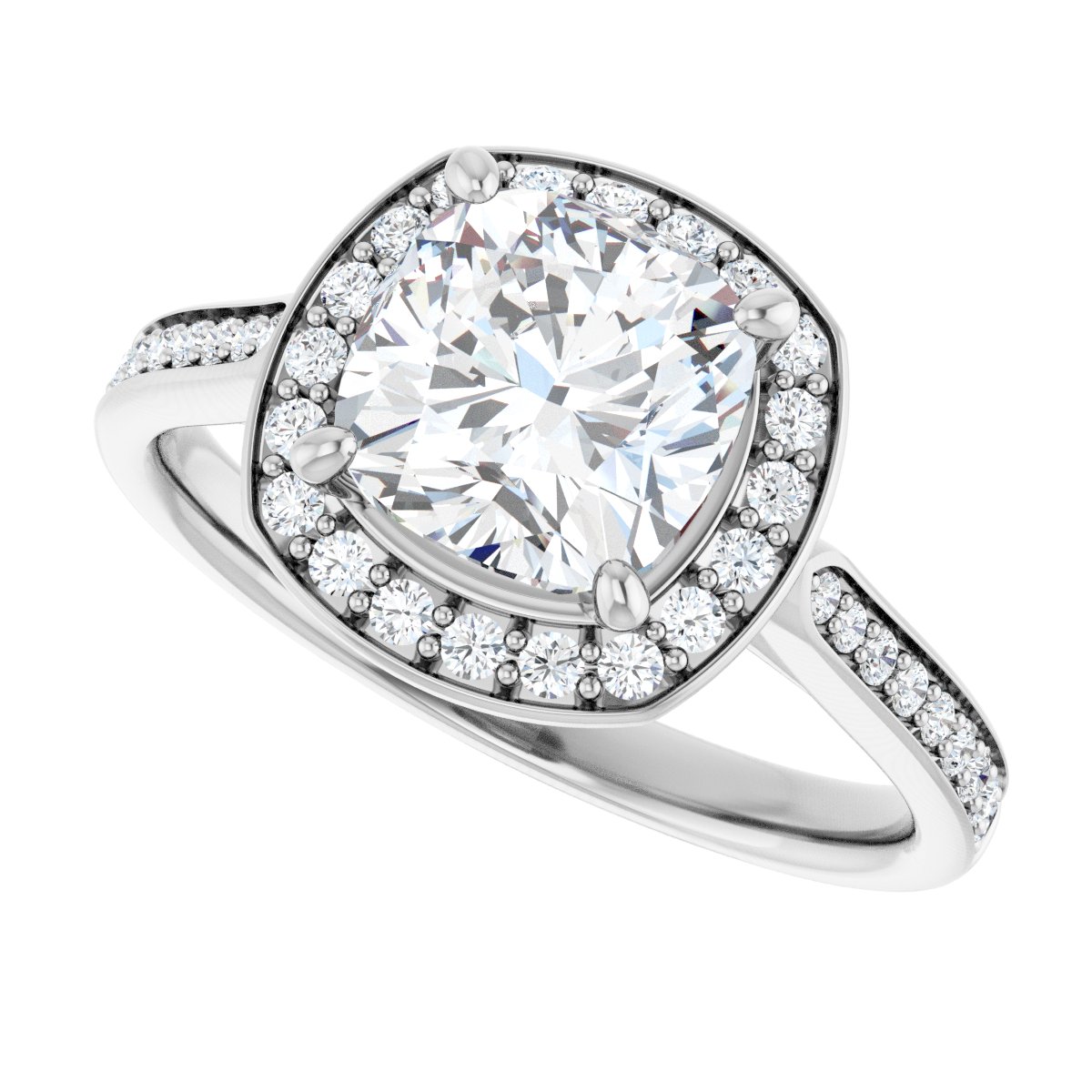 Cushion Halo-Style Engagement Ring Semi-Mount - gallery - Series 123615