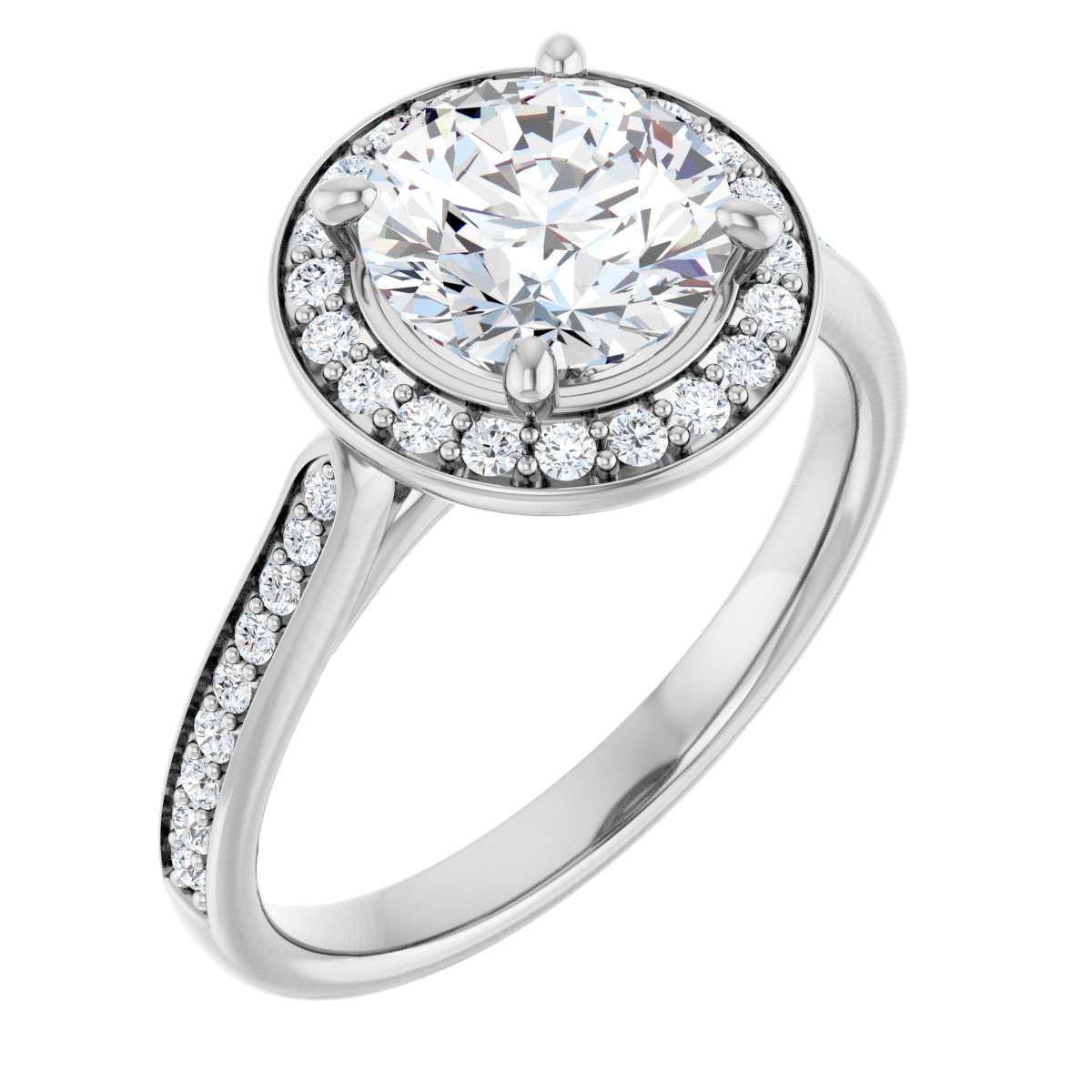 Natural Diamond Round Halo-Style Engagement Ring Semi-Mount - Platinum - Series 123615