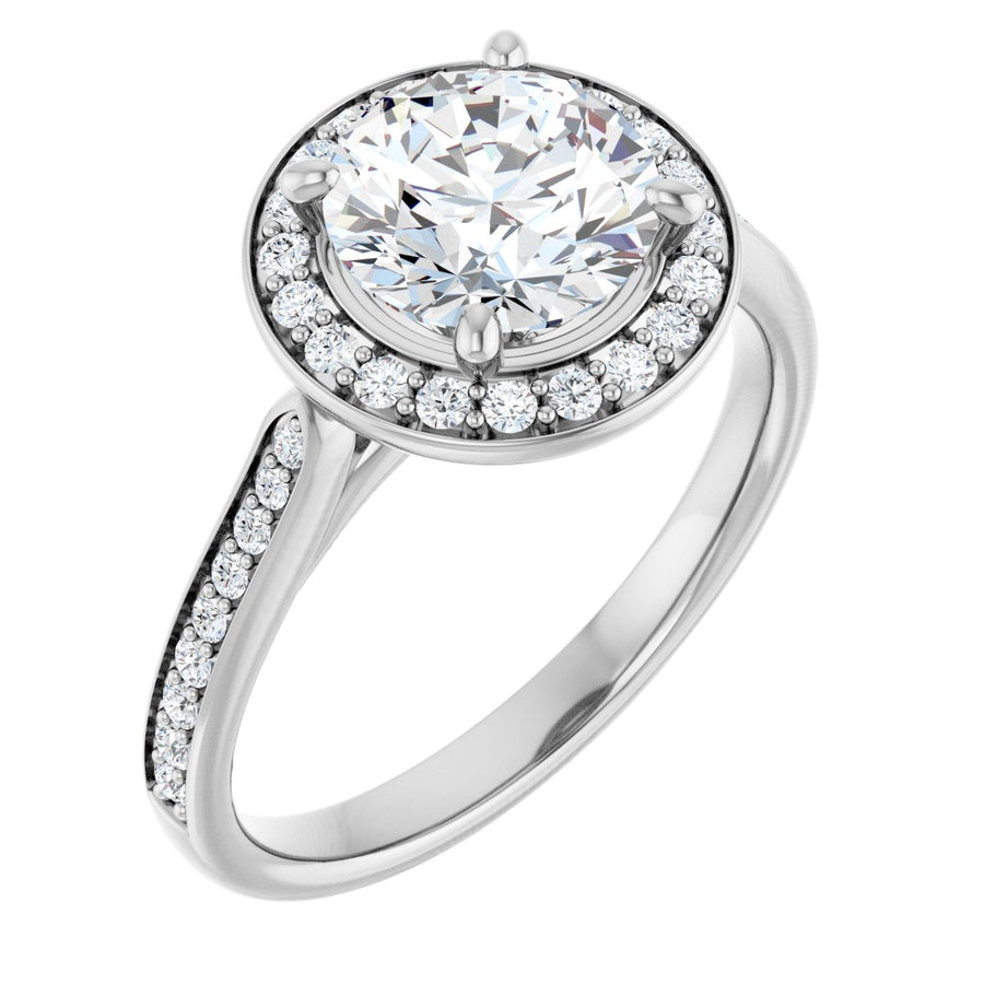 Natural Diamond Round Halo-Style Engagement Ring Semi-Mount - Platinum - Series 123615