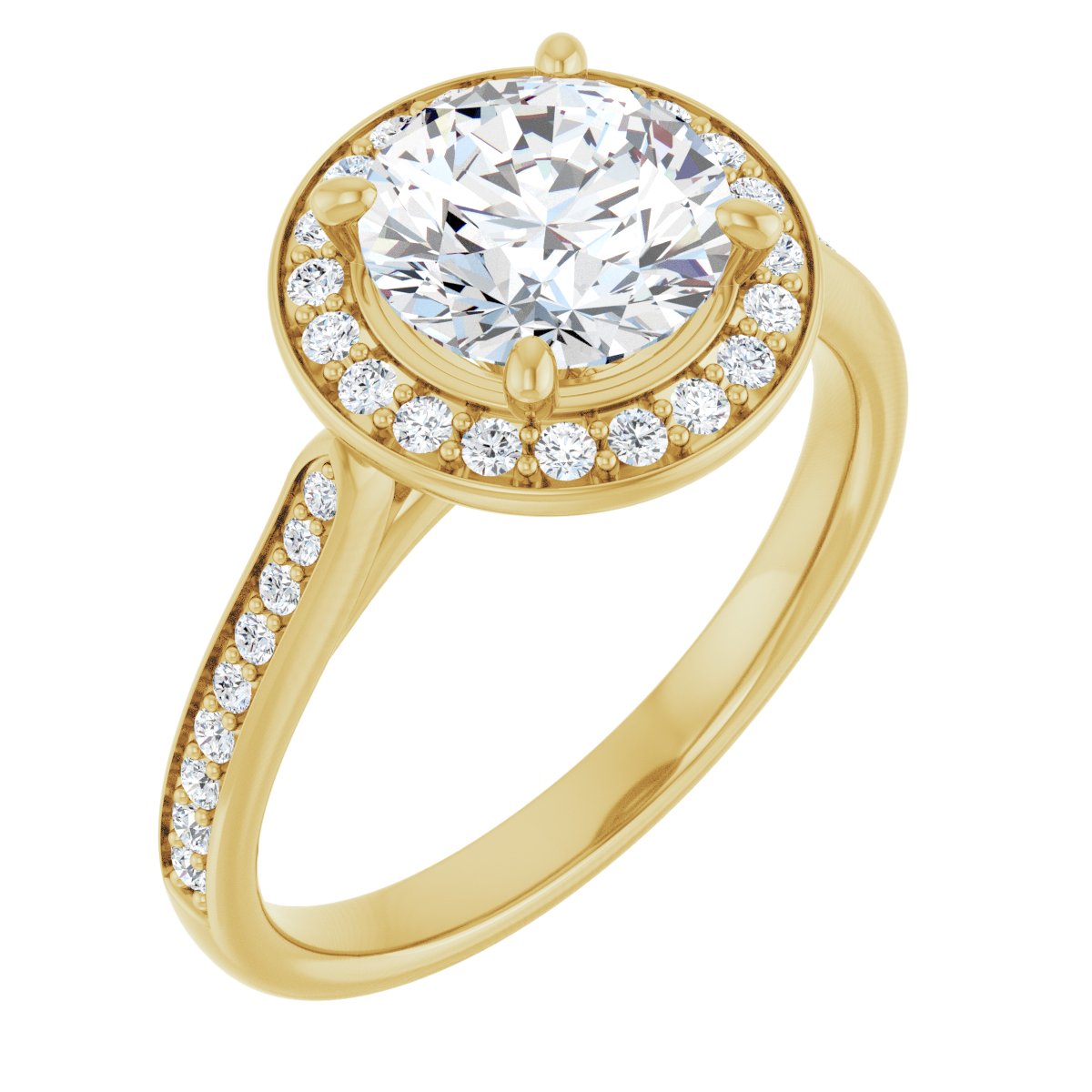 Natural Diamond Round Halo-Style Engagement Ring Semi-Mount - 14K Yellow Gold - Series 123615