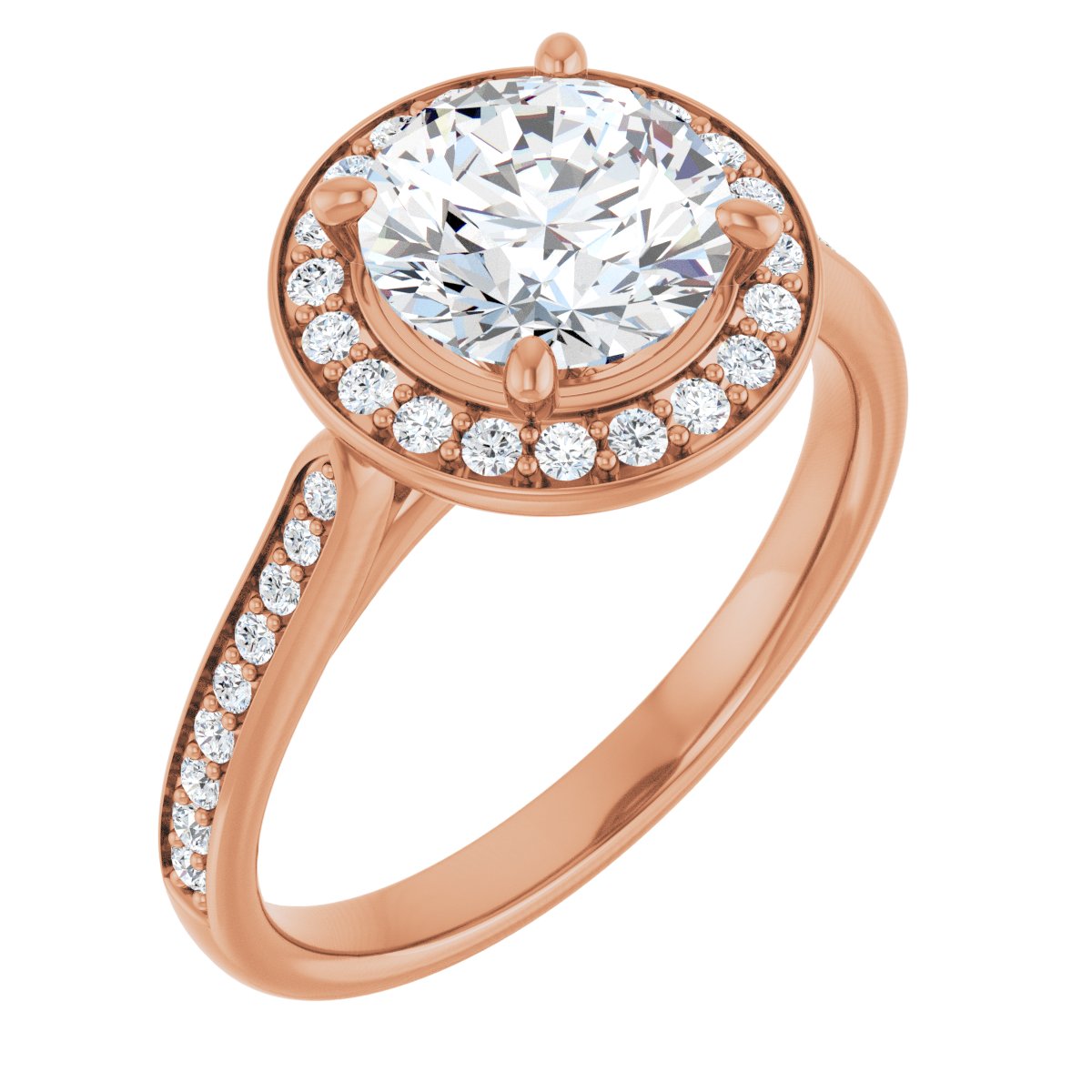 Natural Diamond Round Halo-Style Engagement Ring Semi-Mount - 14K Rose Gold - Series 123615