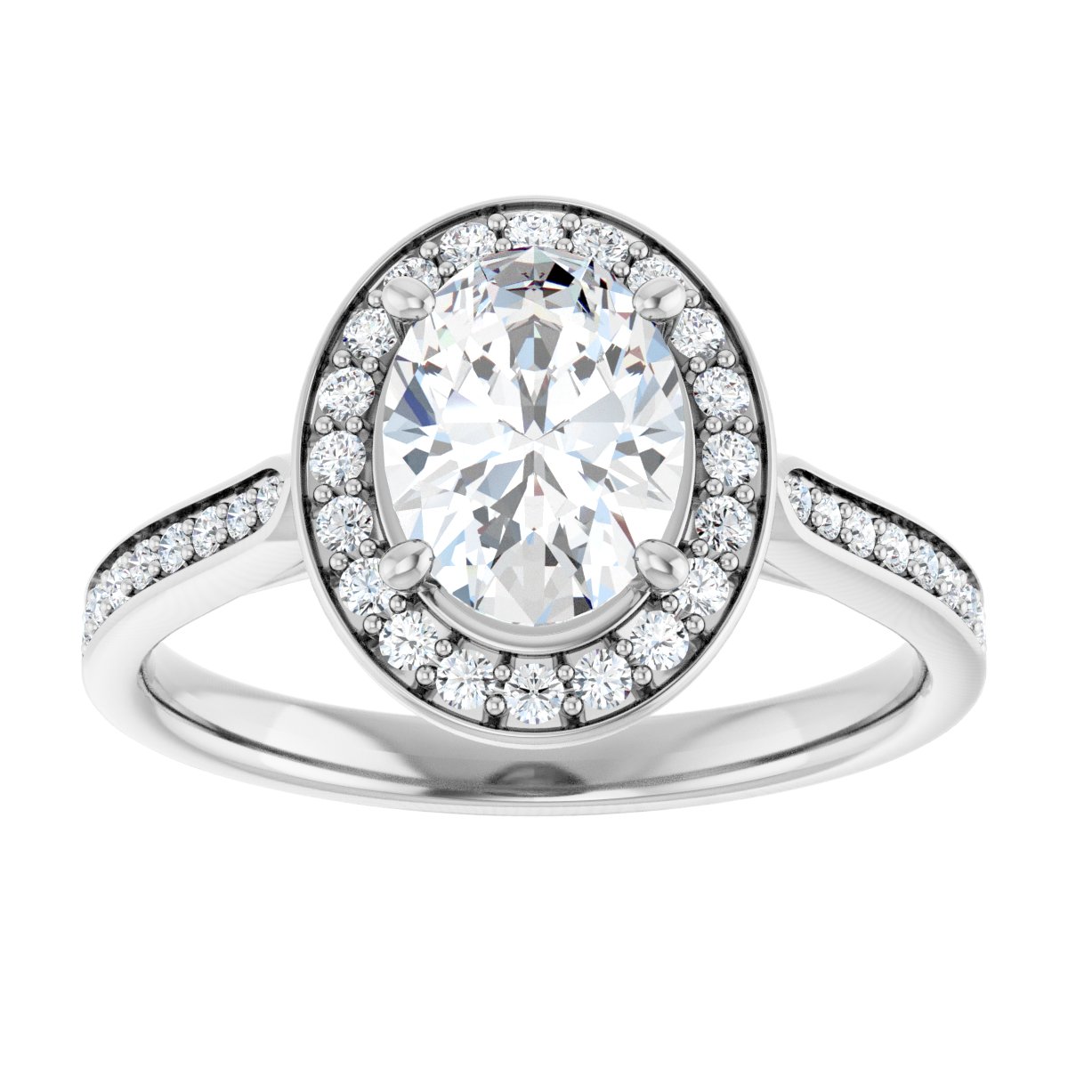 Oval Halo-Style Engagement Ring Semi-Mount - gallery - Series 123615