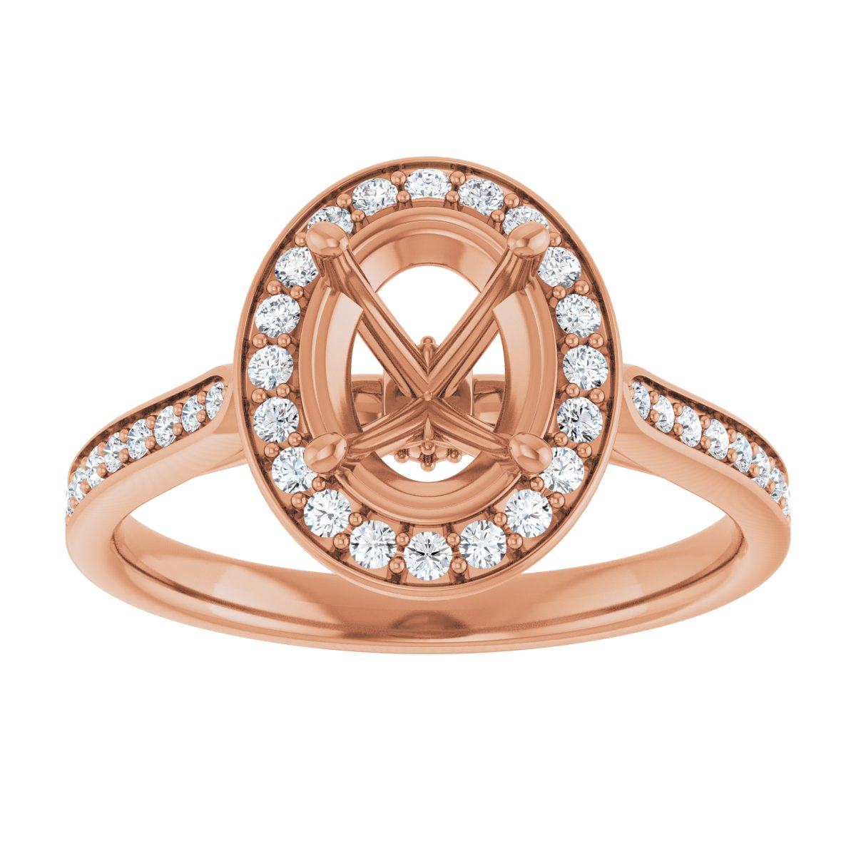 Oval Halo-Style Engagement Ring Semi-Mount - gallery - Series 123615