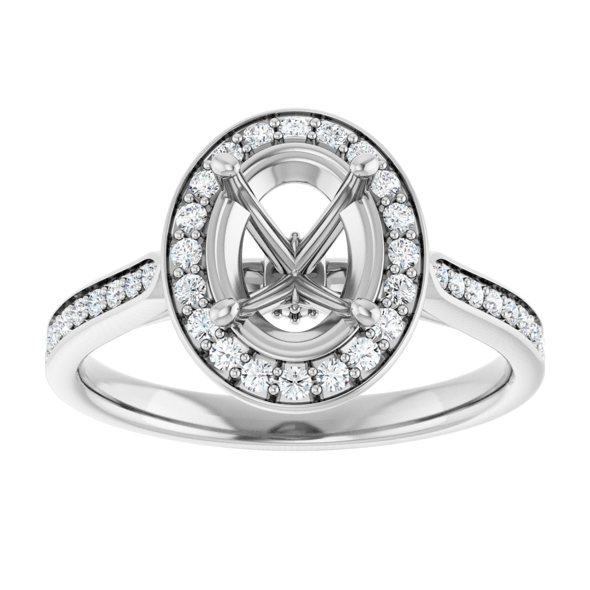 Oval Halo-Style Engagement Ring Semi-Mount - gallery - Series 123615