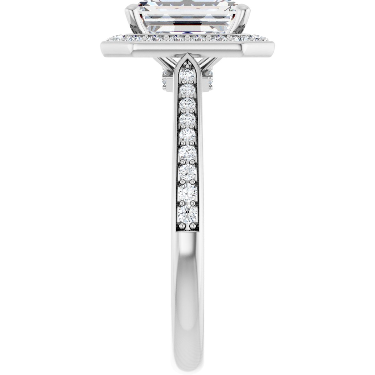 Emerald Halo-Style Engagement Ring Semi-Mount - gallery - Series 123615