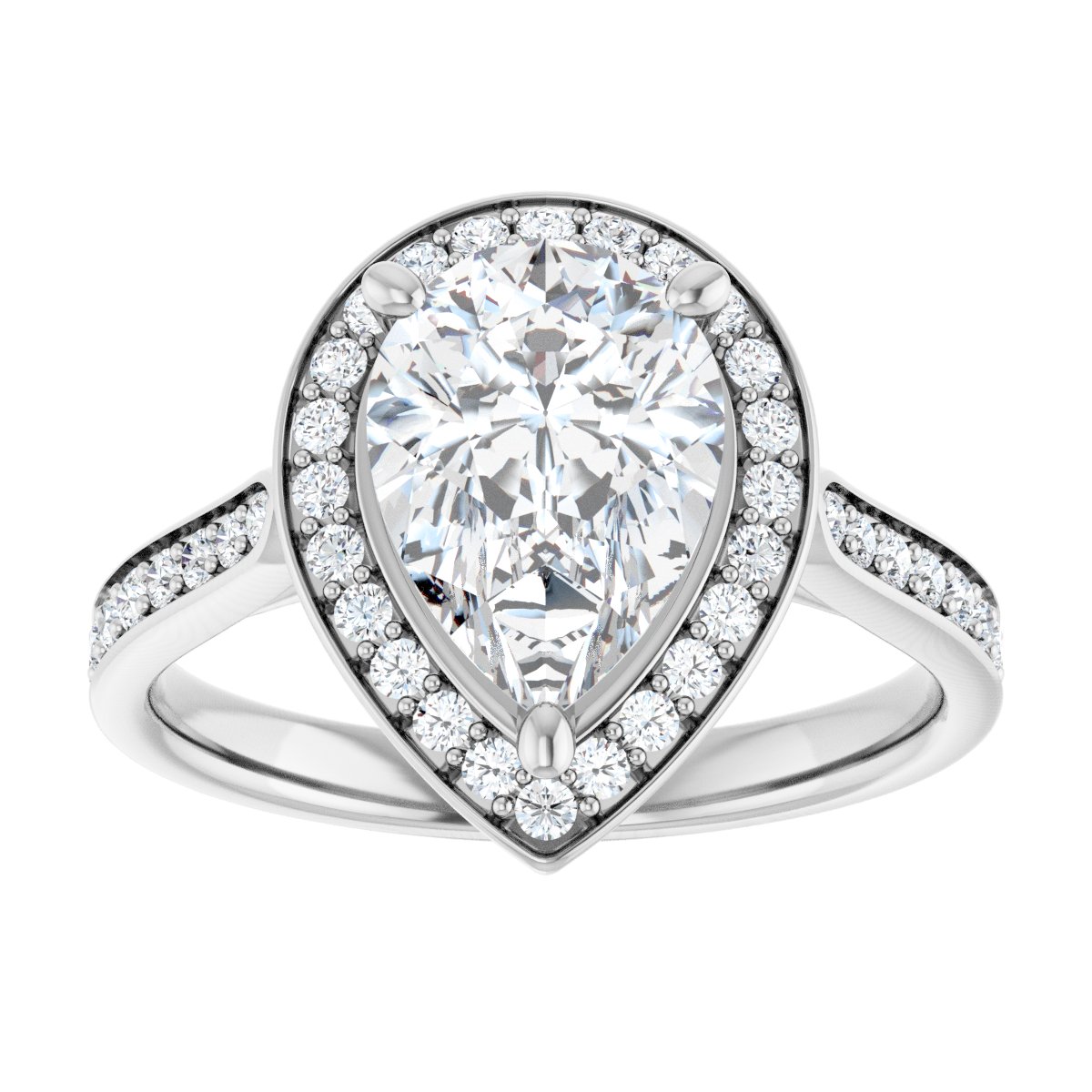 Pear Halo-Style Engagement Ring Semi-Mount - gallery - Series 123615
