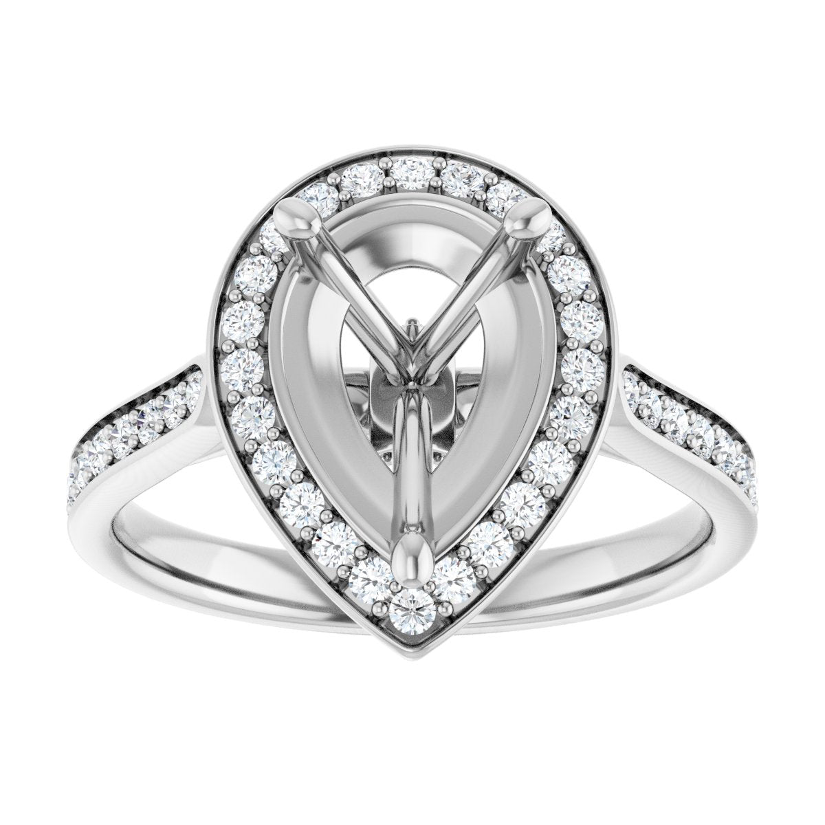 Pear Halo-Style Engagement Ring Semi-Mount - gallery - Series 123615