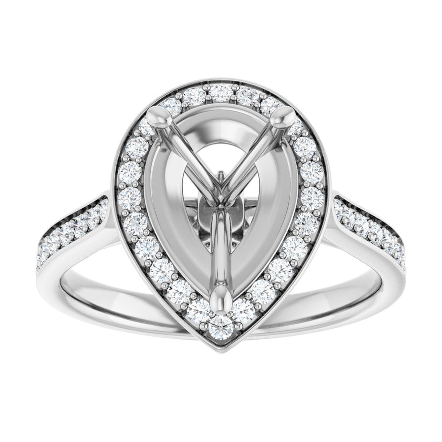 Pear Halo-Style Engagement Ring Semi-Mount - gallery - Series 123615