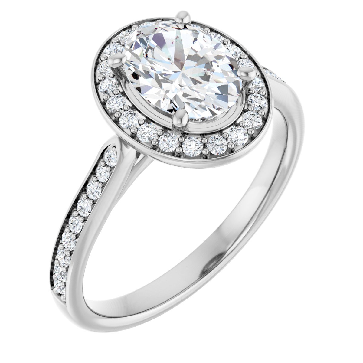 Natural Diamond Oval Halo-Style Engagement Ring Semi-Mount - Platinum - Series 123615
