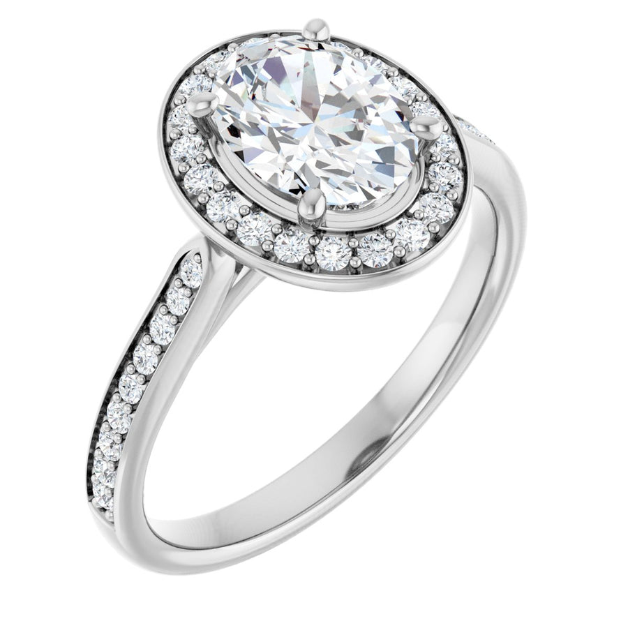 Natural Diamond Oval Halo-Style Engagement Ring Semi-Mount - Platinum - Series 123615