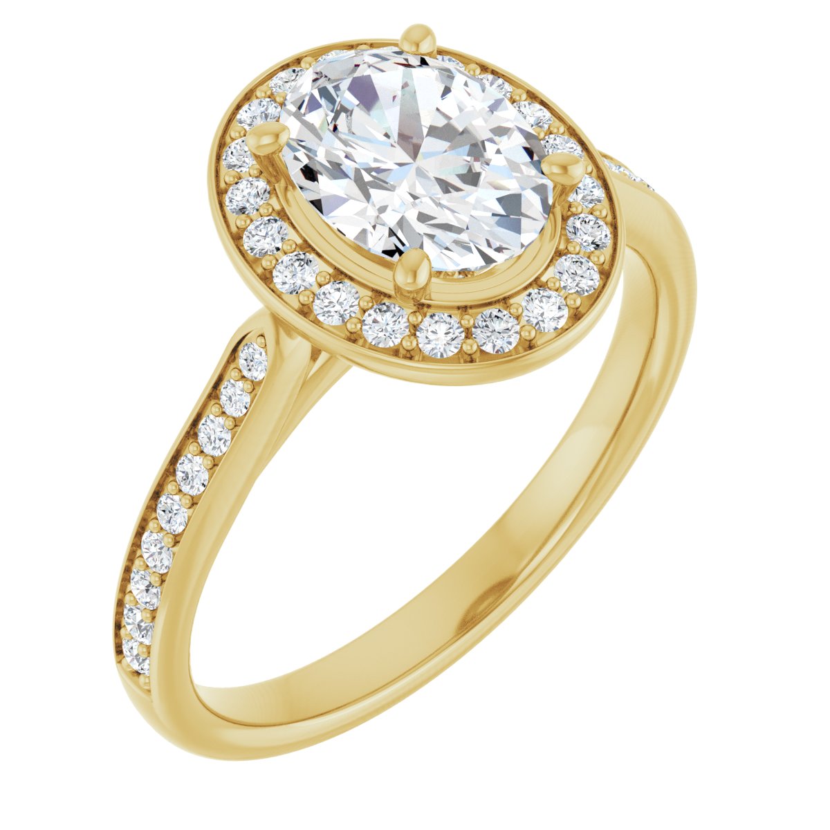 Natural Diamond Oval Halo-Style Engagement Ring Semi-Mount - 14K Yellow Gold - Series 123615