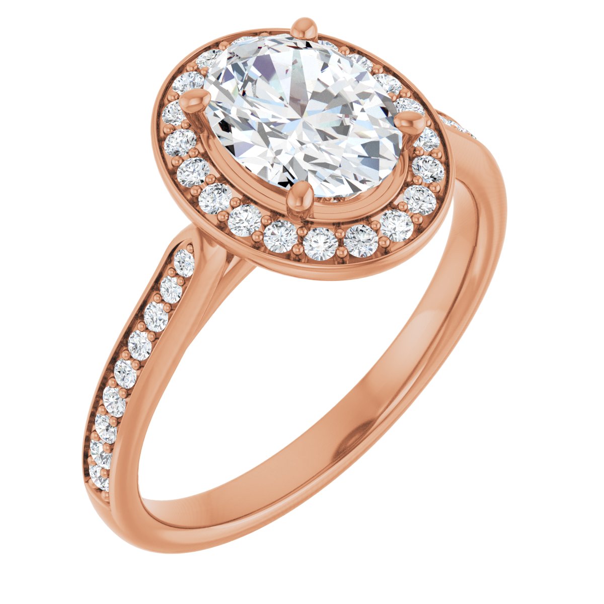Natural Diamond Oval Halo-Style Engagement Ring Semi-Mount - 14K Rose Gold - Series 123615