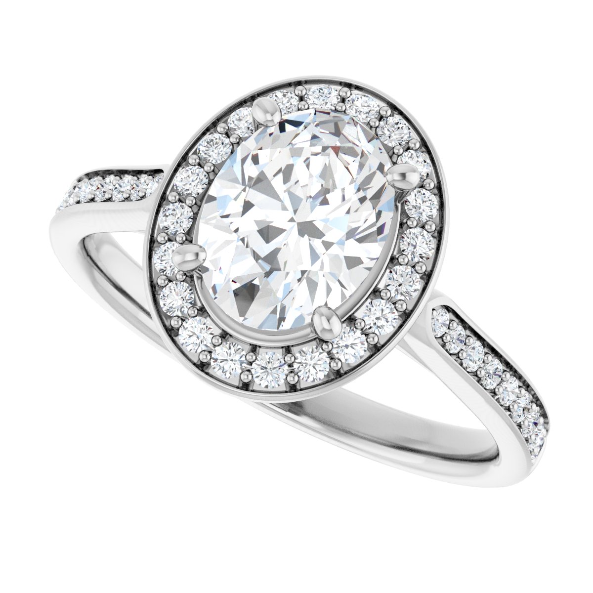 Oval Halo-Style Engagement Ring Semi-Mount - gallery - Series 123615
