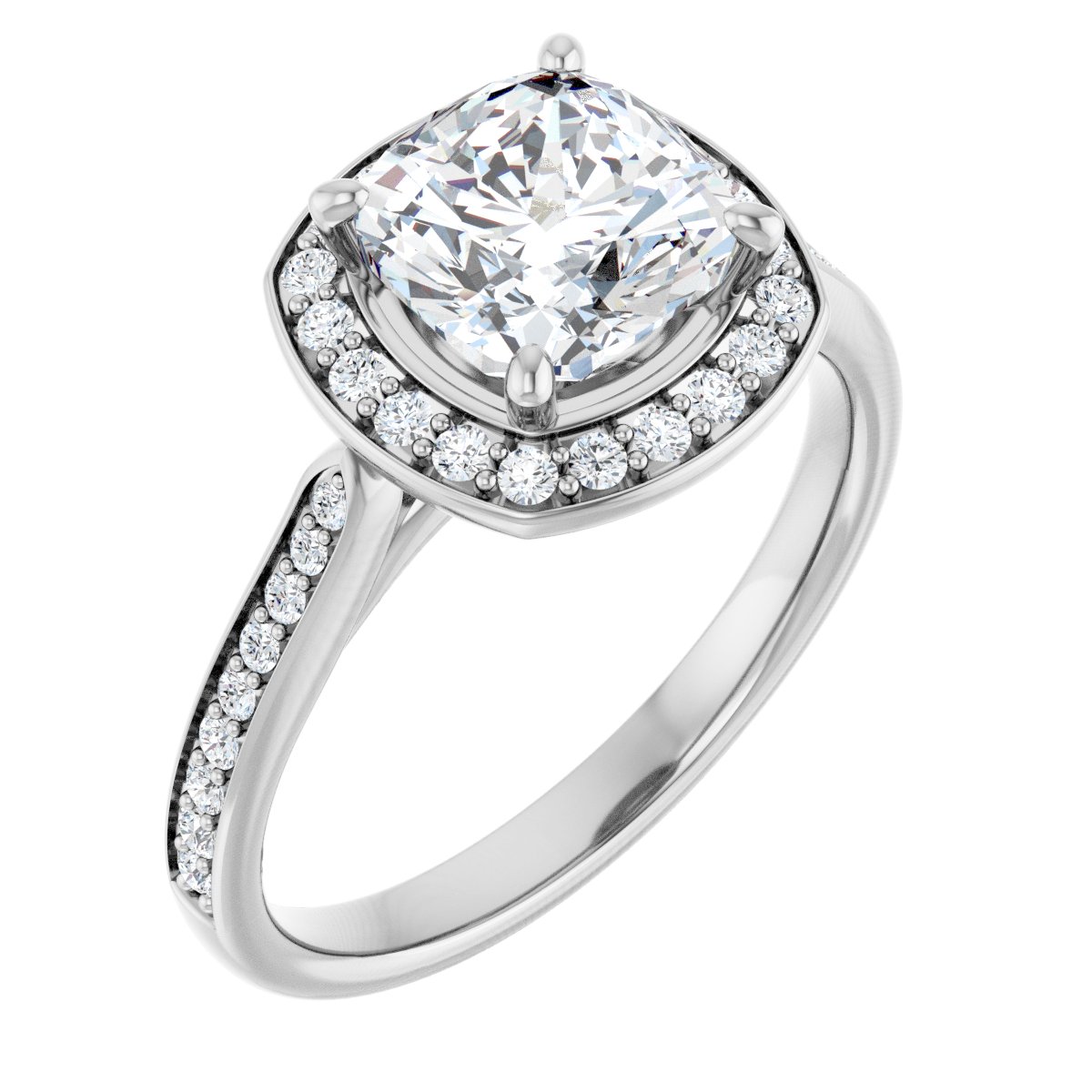 Natural Diamond Cushion Halo-Style Engagement Ring Semi-Mount - Platinum - Series 123615
