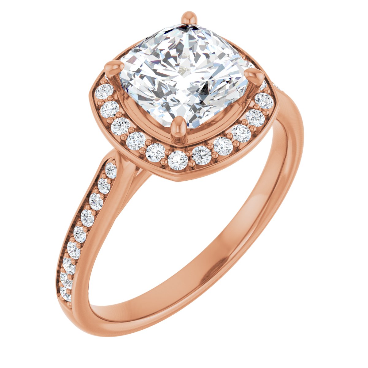 Natural Diamond Cushion Halo-Style Engagement Ring Semi-Mount - 14K Rose Gold - Series 123615
