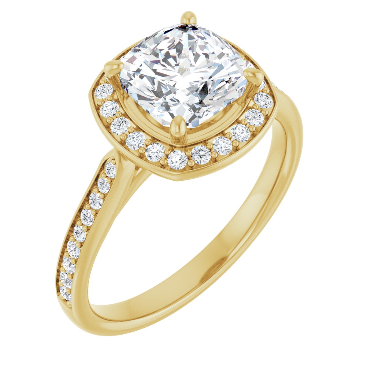 Natural Diamond Cushion Halo-Style Engagement Ring Semi-Mount - 14K Yellow Gold - Series 123615