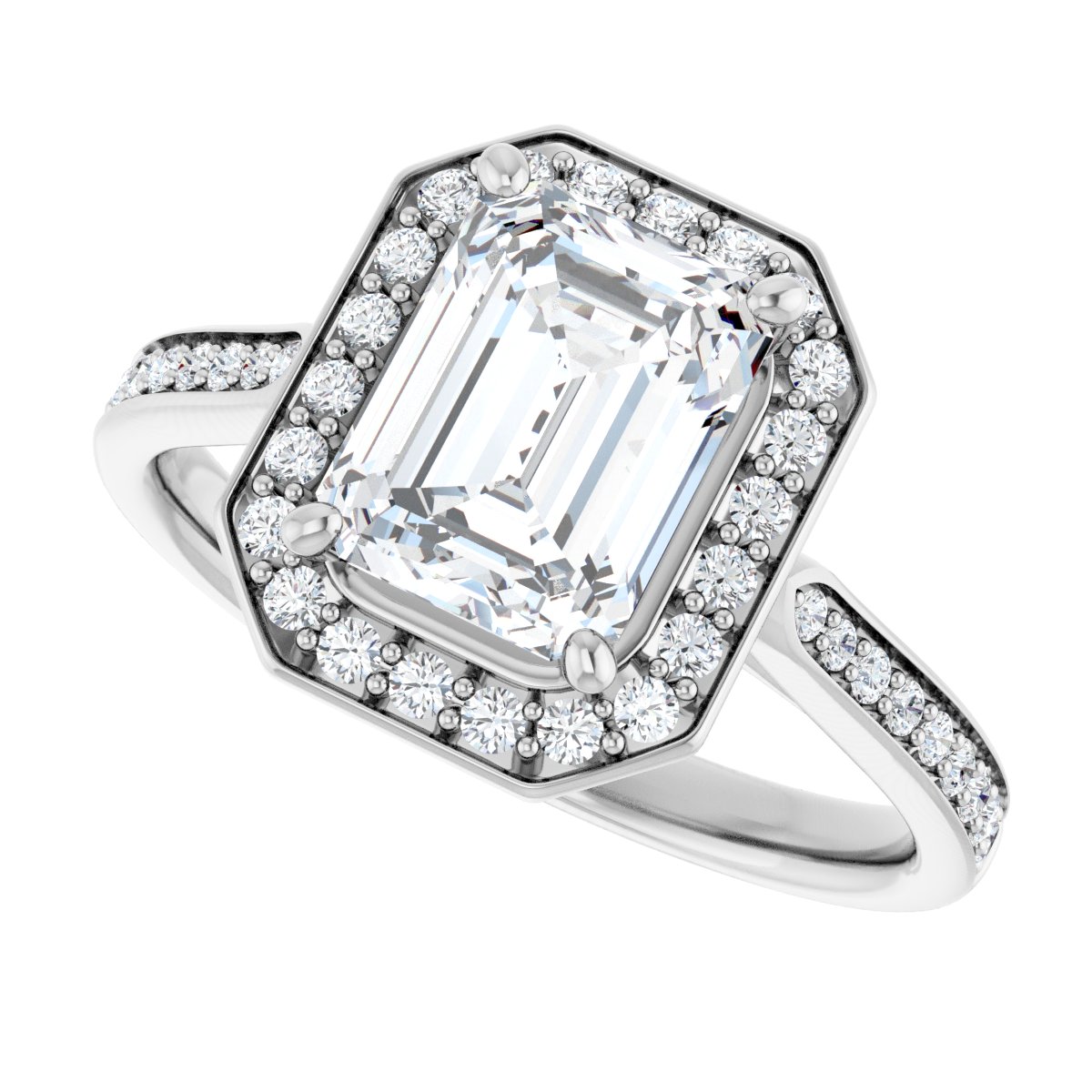 Emerald Halo-Style Engagement Ring Semi-Mount - gallery - Series 123615