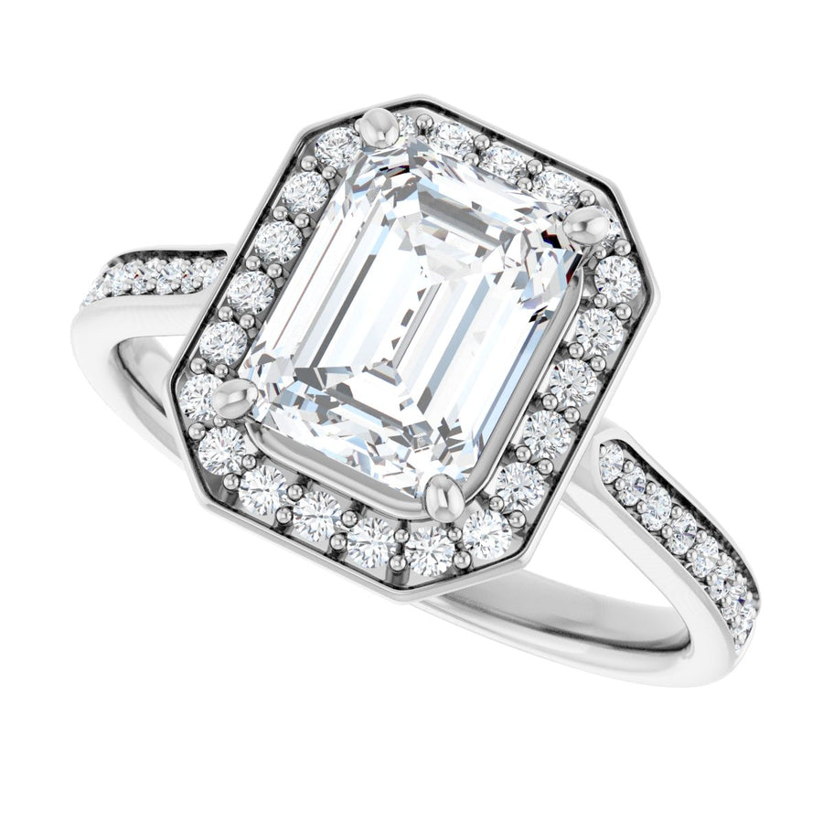 Emerald Halo-Style Engagement Ring Semi-Mount - gallery - Series 123615