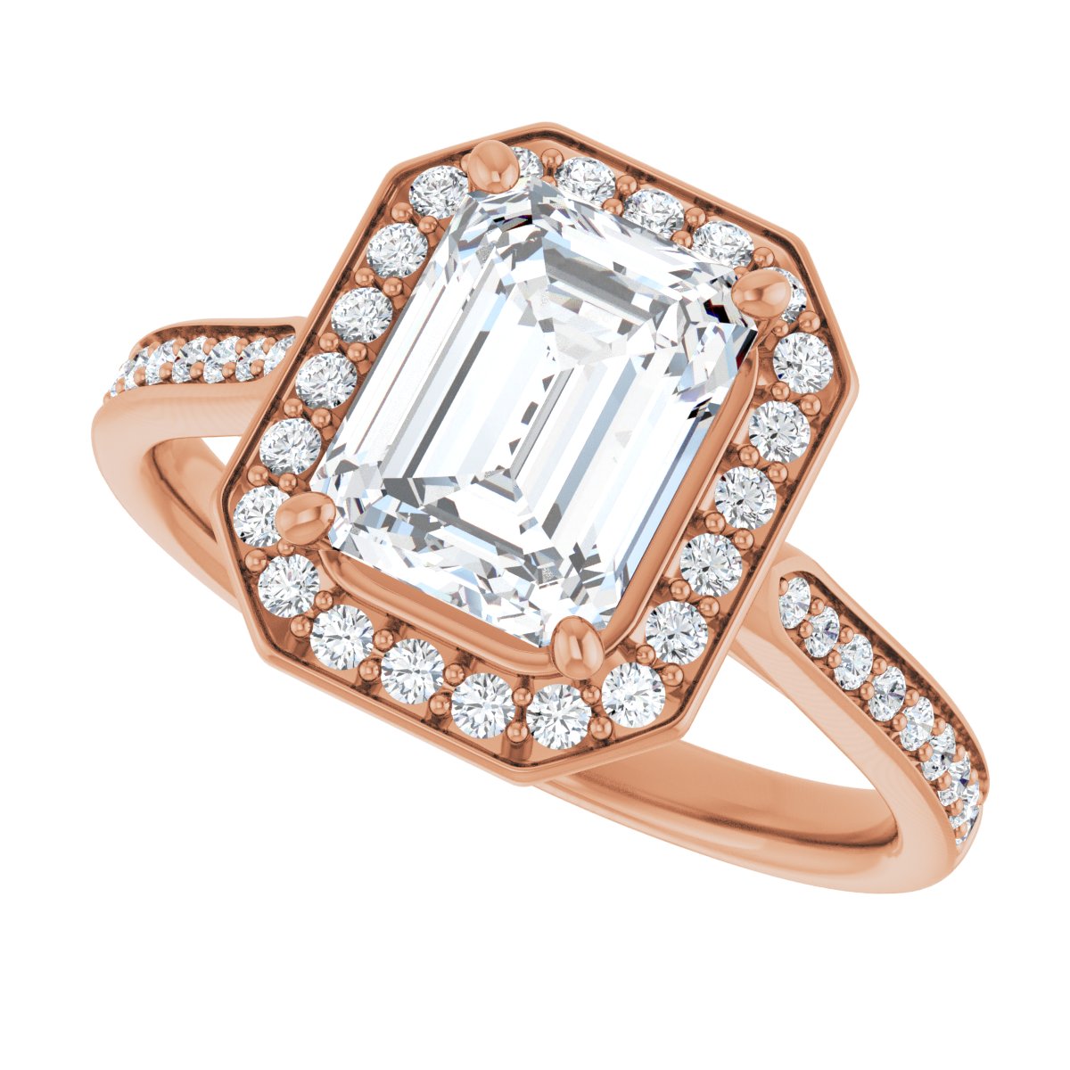 Emerald Halo-Style Engagement Ring Semi-Mount - gallery - Series 123615