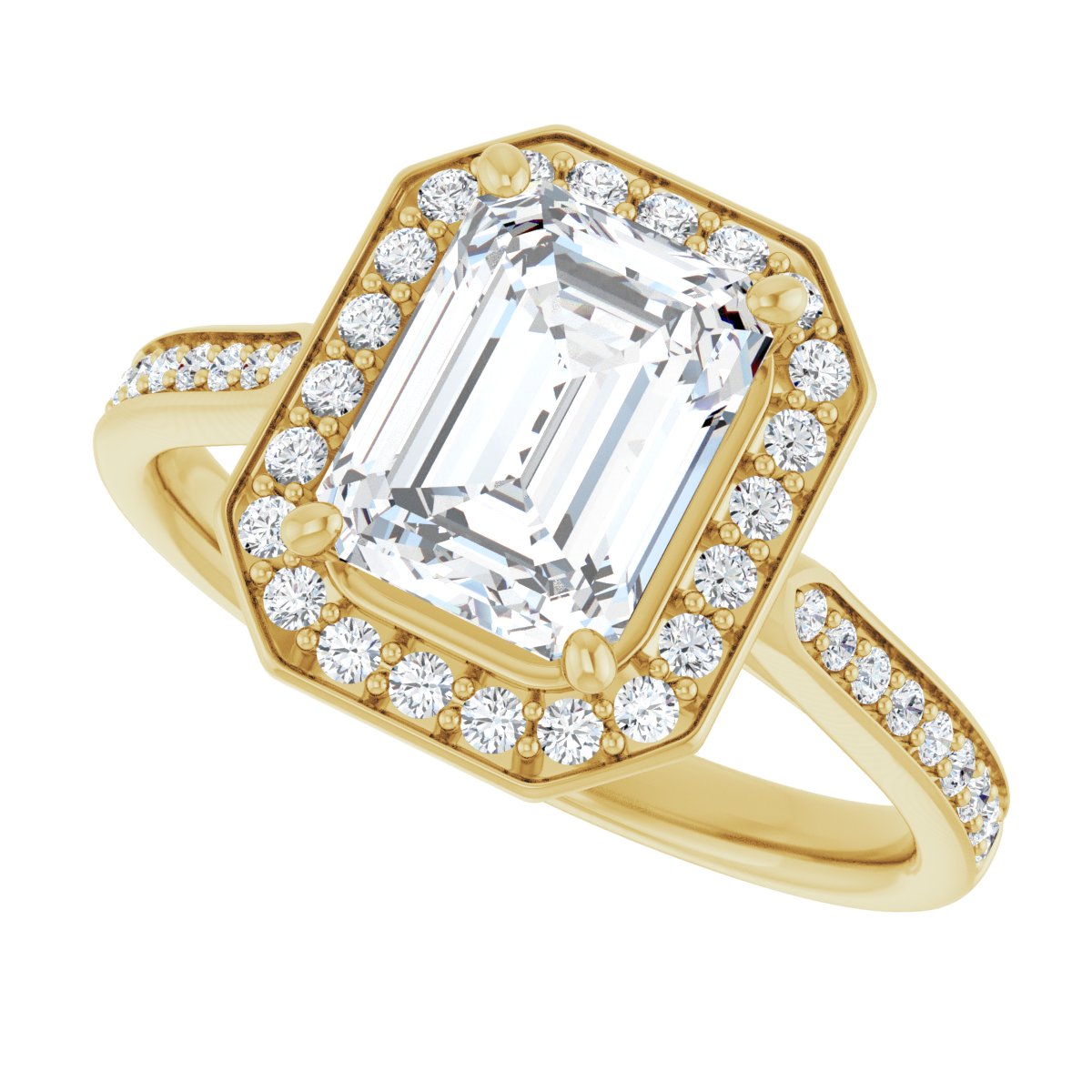Emerald Halo-Style Engagement Ring Semi-Mount - gallery - Series 123615