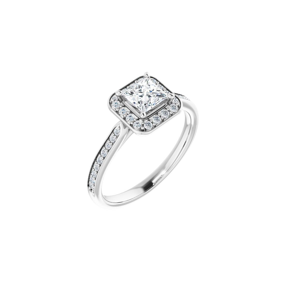 Natural Diamond Square Halo-Style Engagement Ring Semi-Mount - Platinum - Series 123615