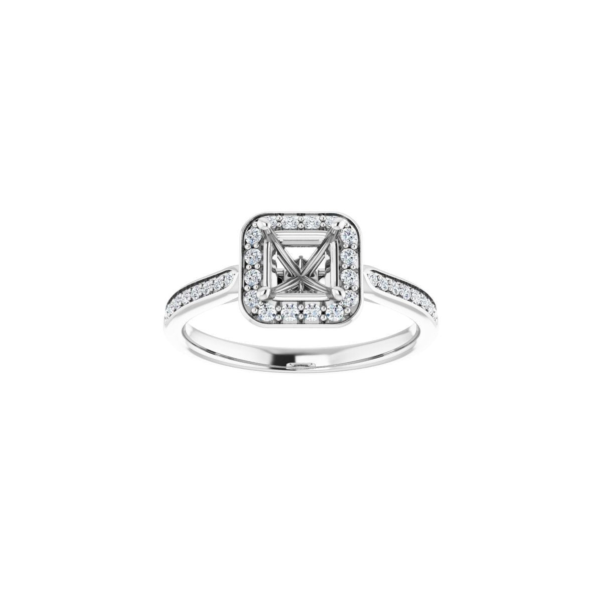 Square Halo-Style Engagement Ring Semi-Mount - gallery - Series 123615