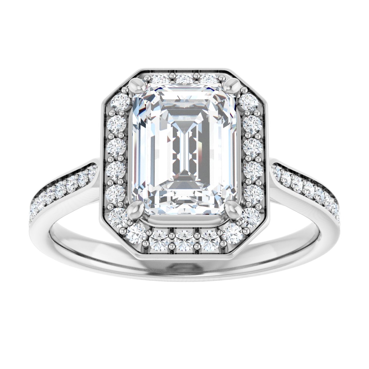 Emerald Halo-Style Engagement Ring Semi-Mount - gallery - Series 123615