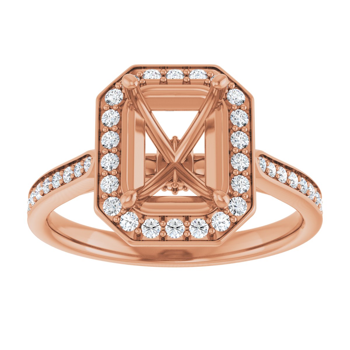 Emerald Halo-Style Engagement Ring Semi-Mount - gallery - Series 123615