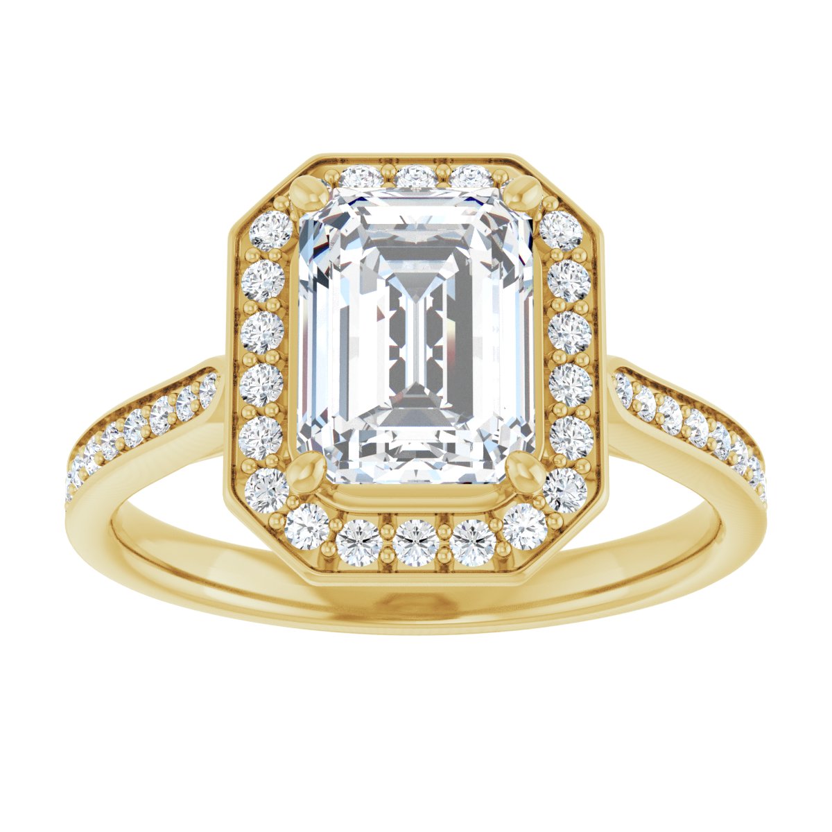 Emerald Halo-Style Engagement Ring Semi-Mount - gallery - Series 123615