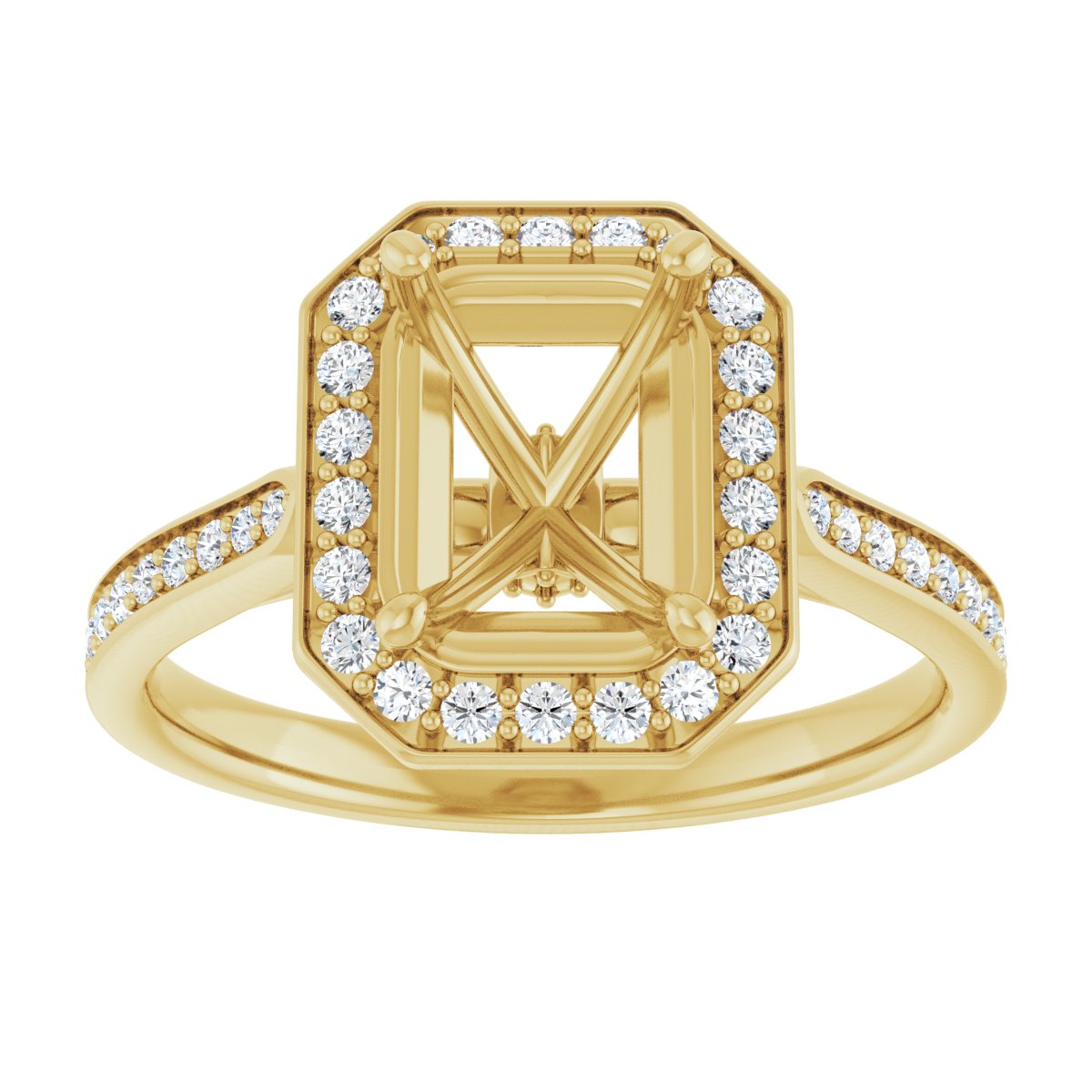 Emerald Halo-Style Engagement Ring Semi-Mount - gallery - Series 123615