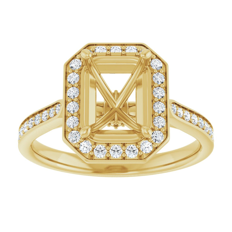 Emerald Halo-Style Engagement Ring Semi-Mount - gallery - Series 123615