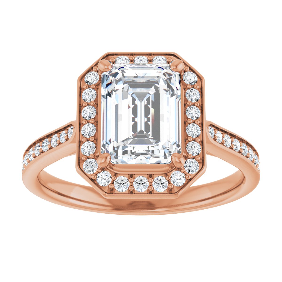 Emerald Halo-Style Engagement Ring Semi-Mount - gallery - Series 123615