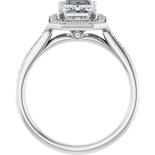 Emerald Halo-Style Engagement Ring Semi-Mount - gallery - Series 123615