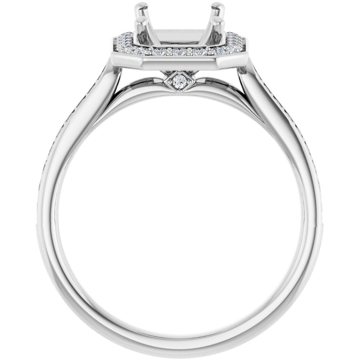 Emerald Halo-Style Engagement Ring Semi-Mount - gallery - Series 123615