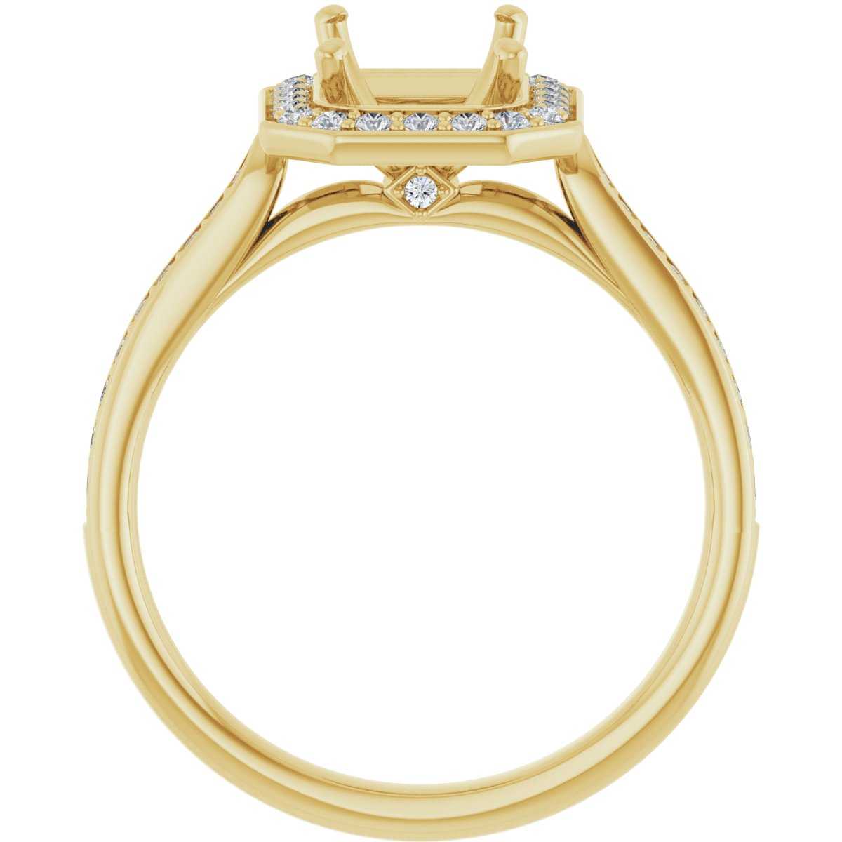 Emerald Halo-Style Engagement Ring Semi-Mount - gallery - Series 123615