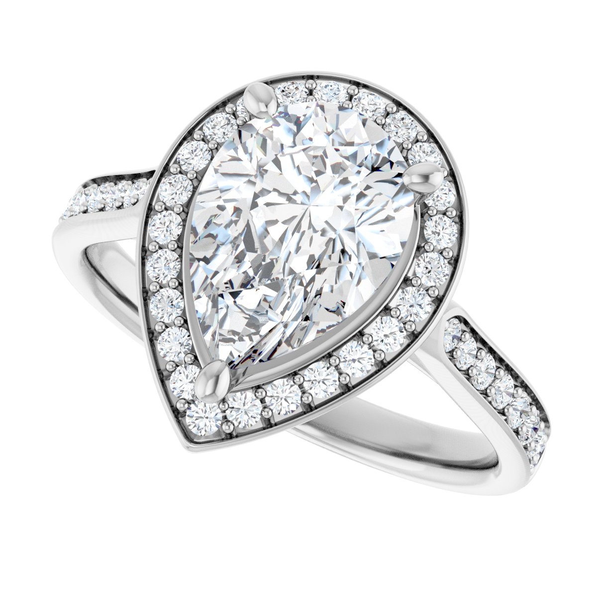 Pear Halo-Style Engagement Ring Semi-Mount - gallery - Series 123615