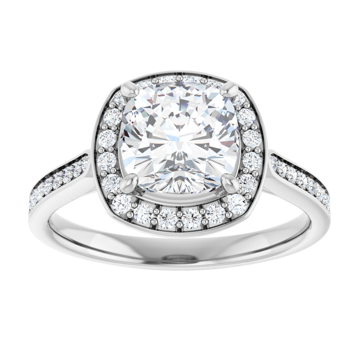 Cushion Halo-Style Engagement Ring Semi-Mount - gallery - Series 123615