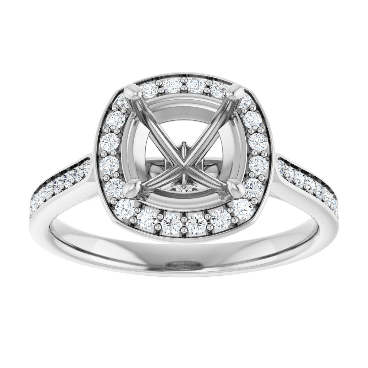 Cushion Halo-Style Engagement Ring Semi-Mount - gallery - Series 123615
