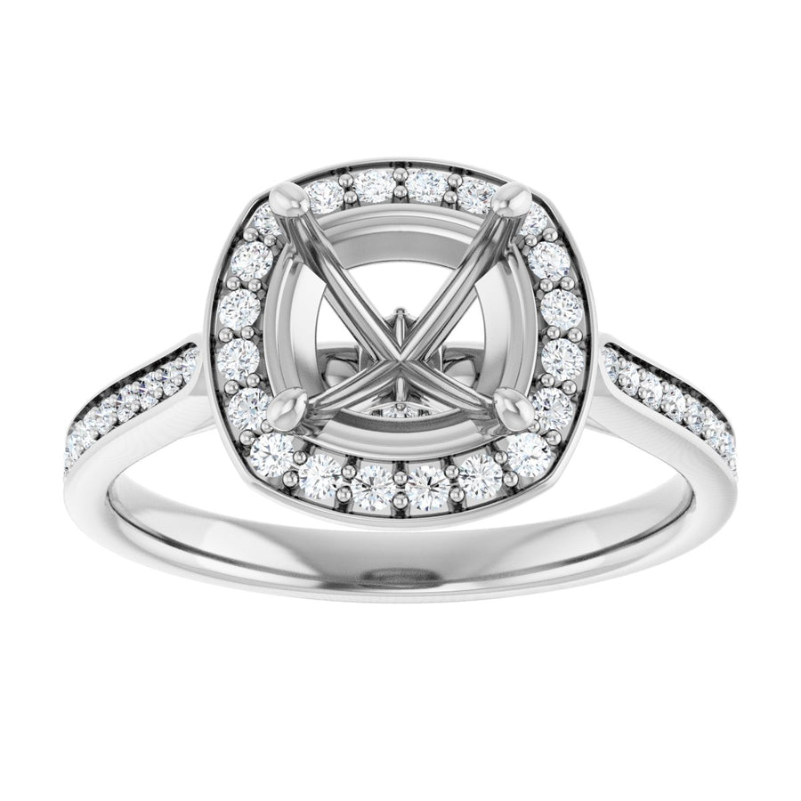 Cushion Halo-Style Engagement Ring Semi-Mount - gallery - Series 123615