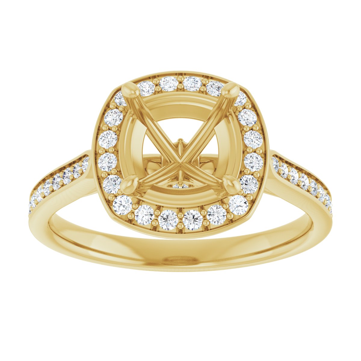 Cushion Halo-Style Engagement Ring Semi-Mount - gallery - Series 123615