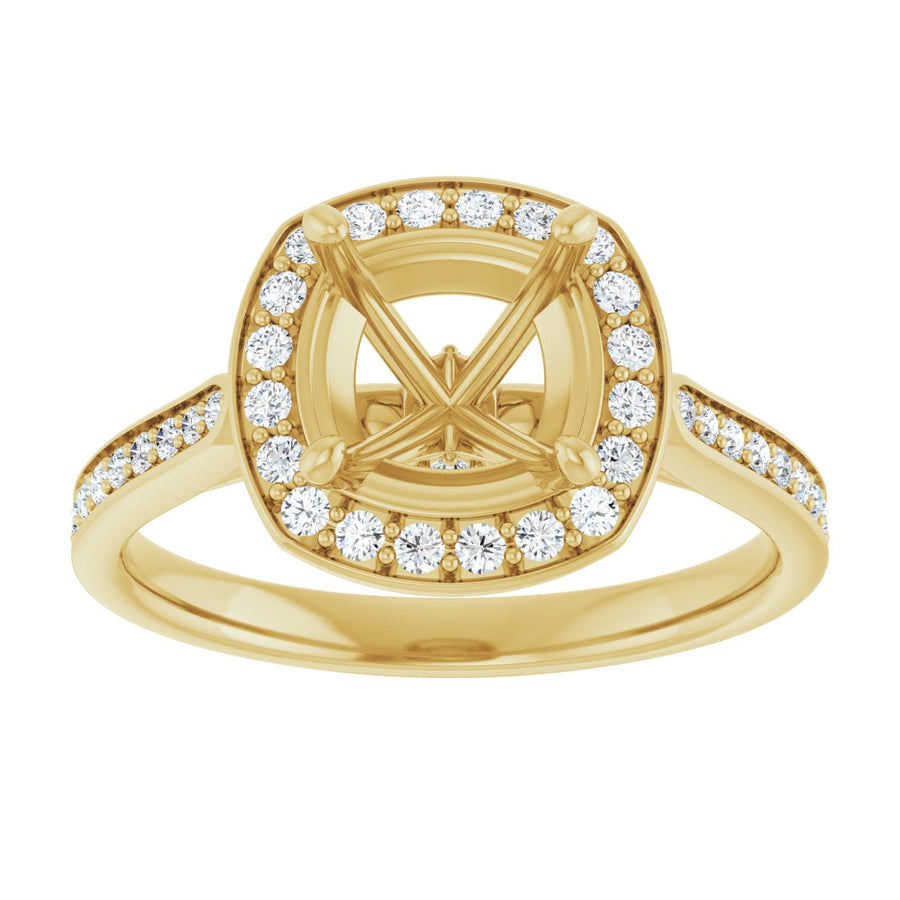 Cushion Halo-Style Engagement Ring Semi-Mount - gallery - Series 123615