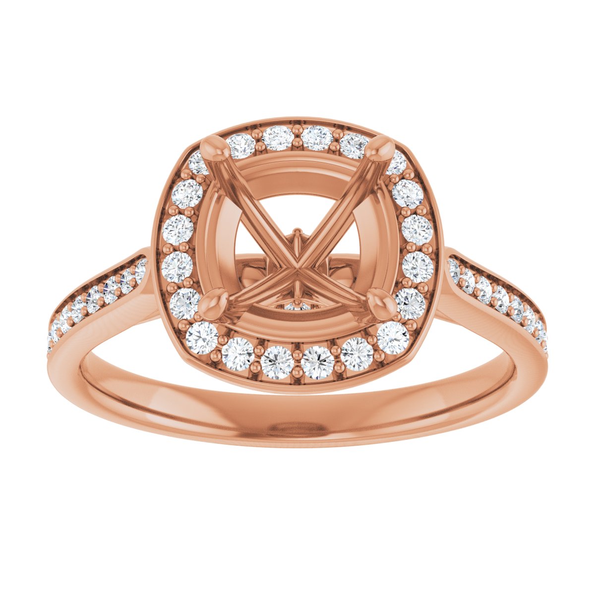 Cushion Halo-Style Engagement Ring Semi-Mount - gallery - Series 123615