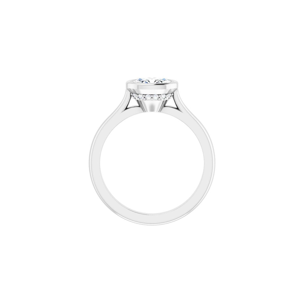 Oval Bezel-Set Hidden Halo-Style Engagement Ring Semi-Mount - gallery - Series 123979