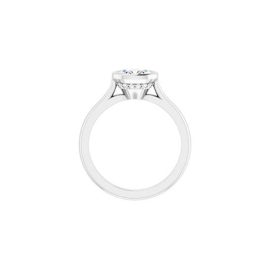 Oval Bezel-Set Hidden Halo-Style Engagement Ring Semi-Mount - gallery - Series 123979