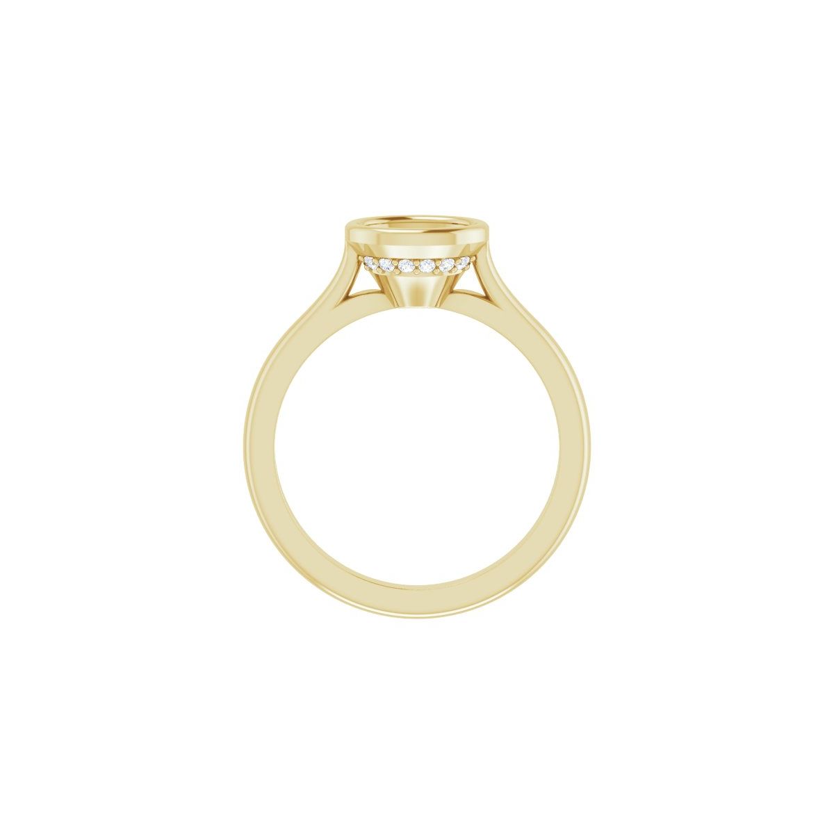 Oval Bezel-Set Hidden Halo-Style Engagement Ring Semi-Mount - gallery - Series 123979