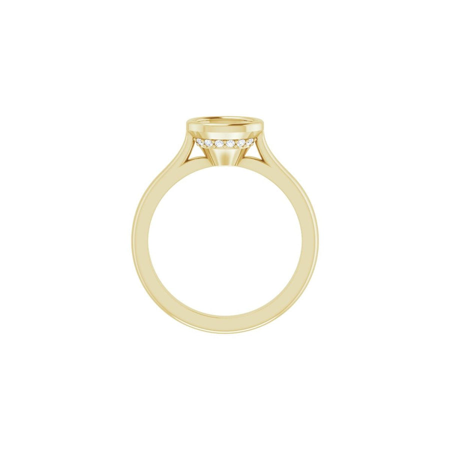 Oval Bezel-Set Hidden Halo-Style Engagement Ring Semi-Mount - gallery - Series 123979