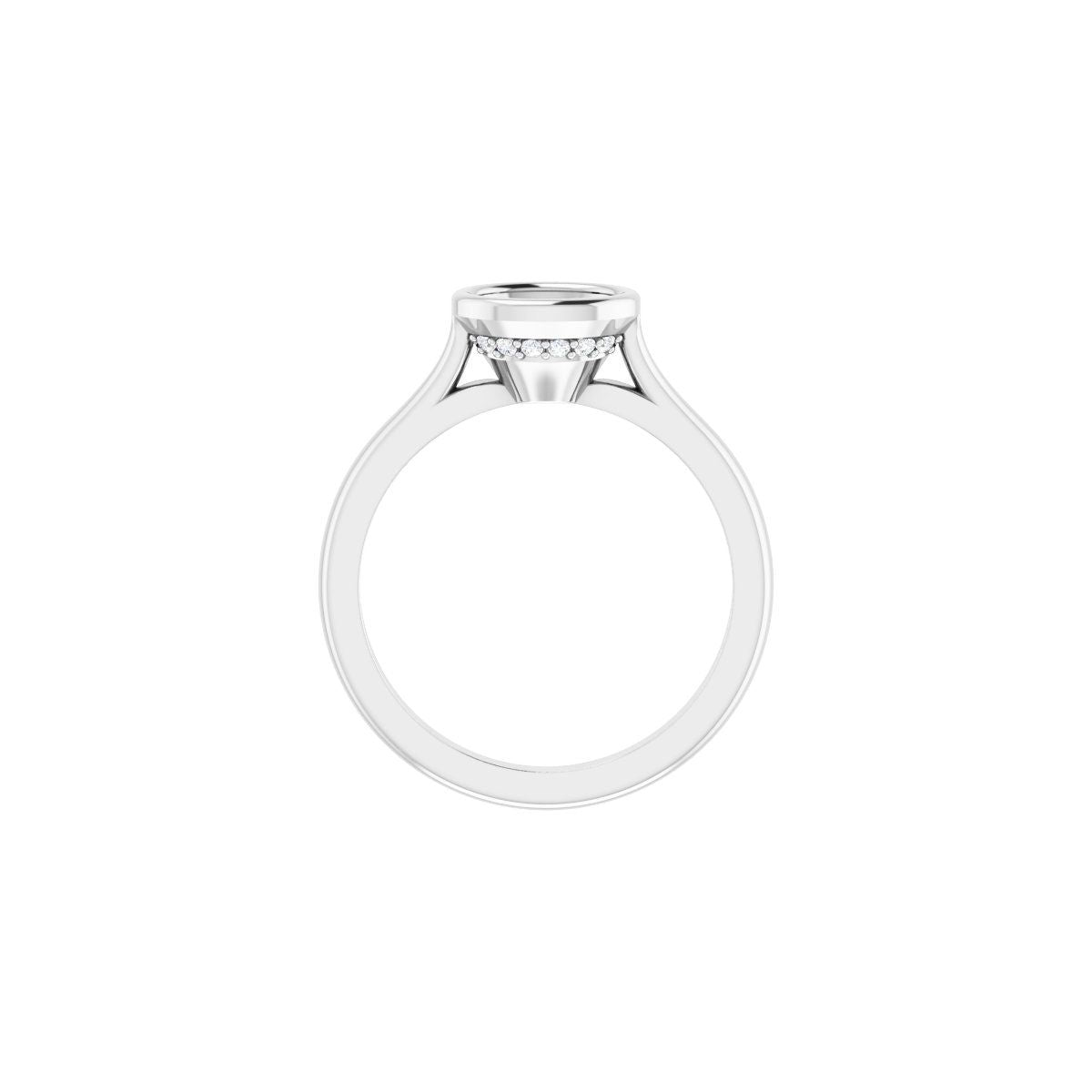 Oval Bezel-Set Hidden Halo-Style Engagement Ring Semi-Mount - gallery - Series 123979