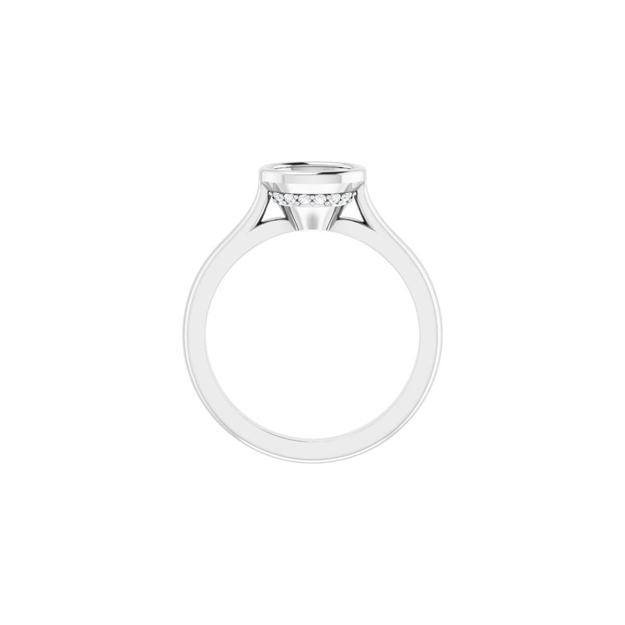 Oval Bezel-Set Hidden Halo-Style Engagement Ring Semi-Mount - gallery - Series 123979